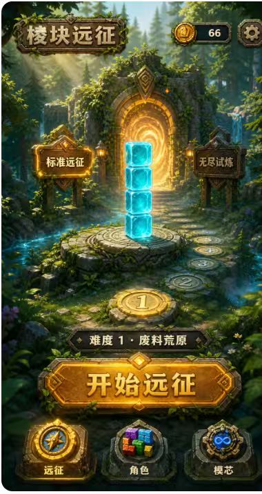 棱块远征 · 微信小游戏: 把方块,堆上塔顶。